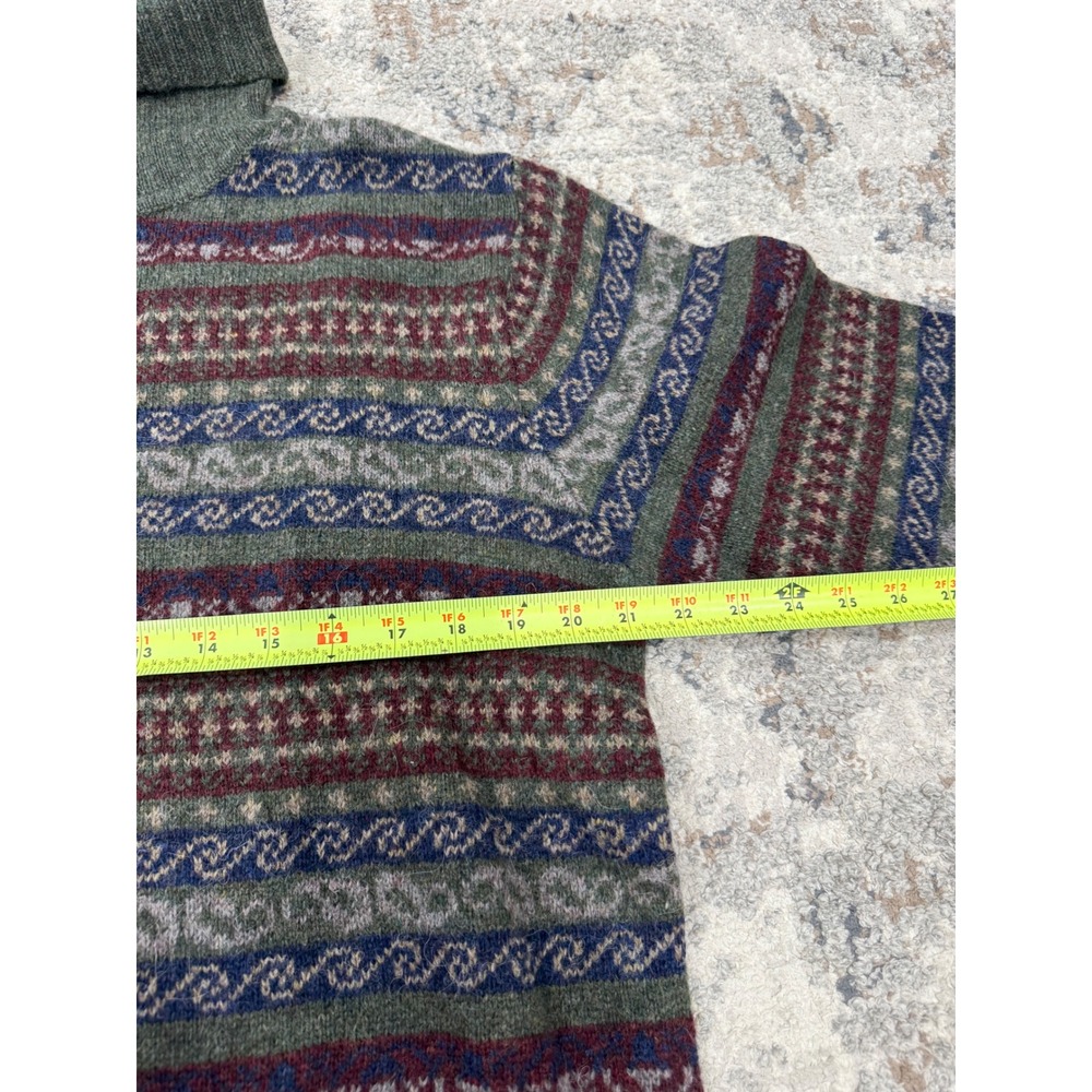 Eddie Bauer Vintage Wool Alpaca Fair Isle Turtleneck Sweater Green Mens Medium - Picture 5 of 7
